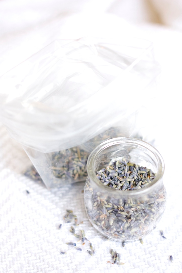 bag and jar of lavender buds